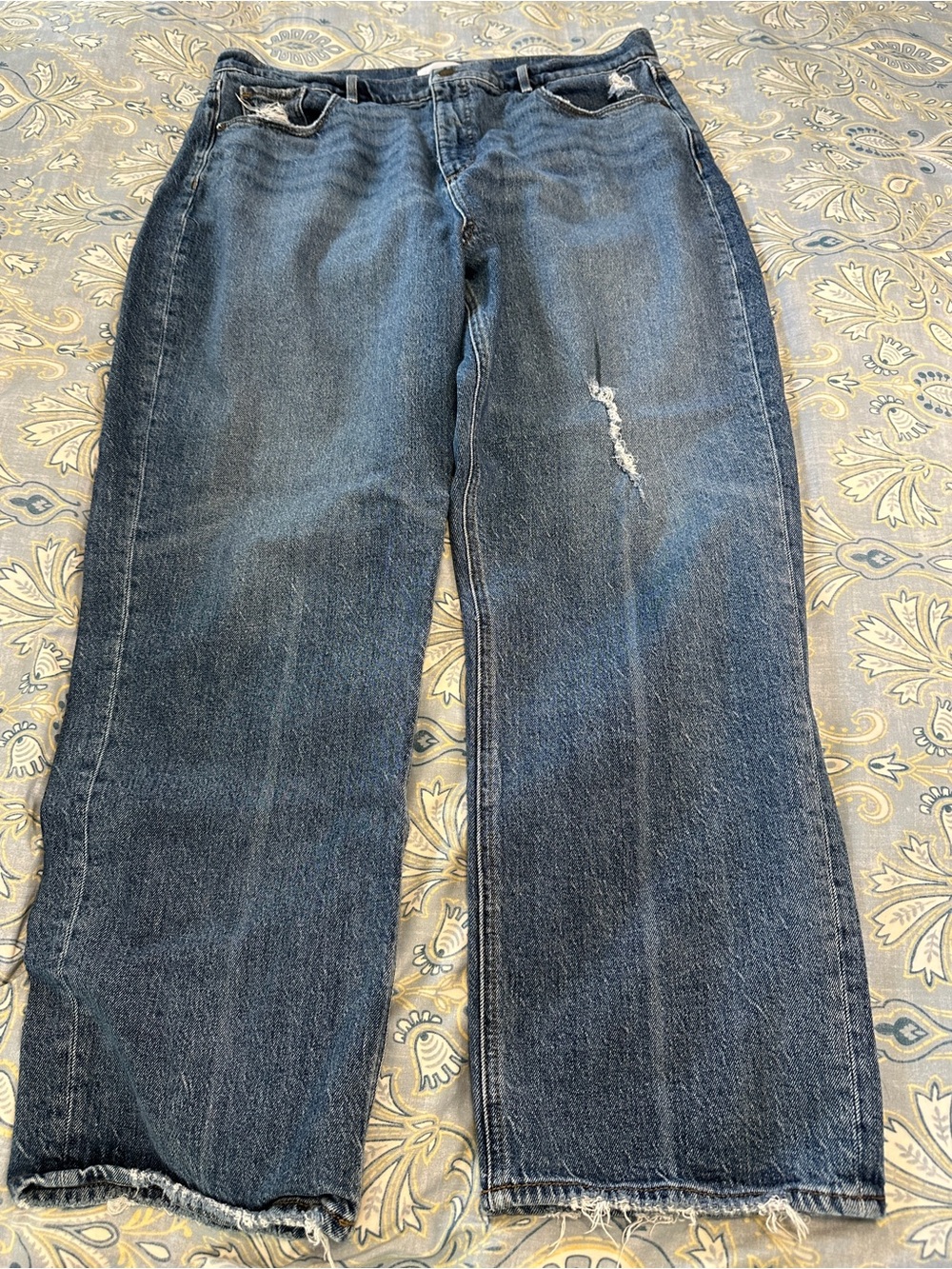 LOFT Women's Straight Leg Jeans in Dark Blue Denim